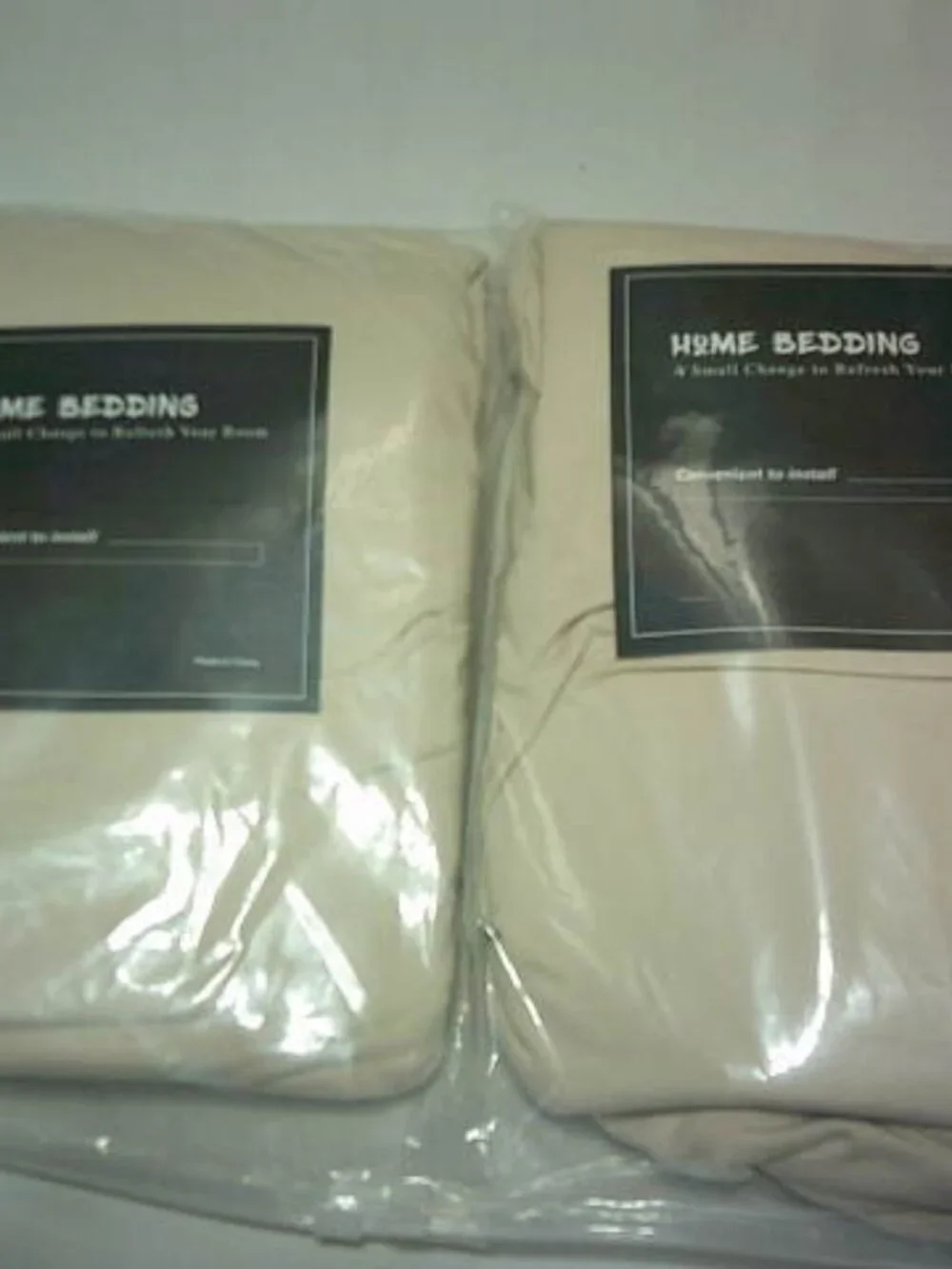 LOT 2 NEW HOME BEDDING BOX SPRING COVERS BEIGE CREAM COLOR 4 WAY STRETCH FULL SZ